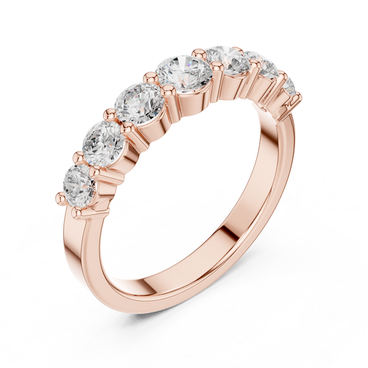 Graduated Round Diamond Half Eternity Ring, Rose Gold