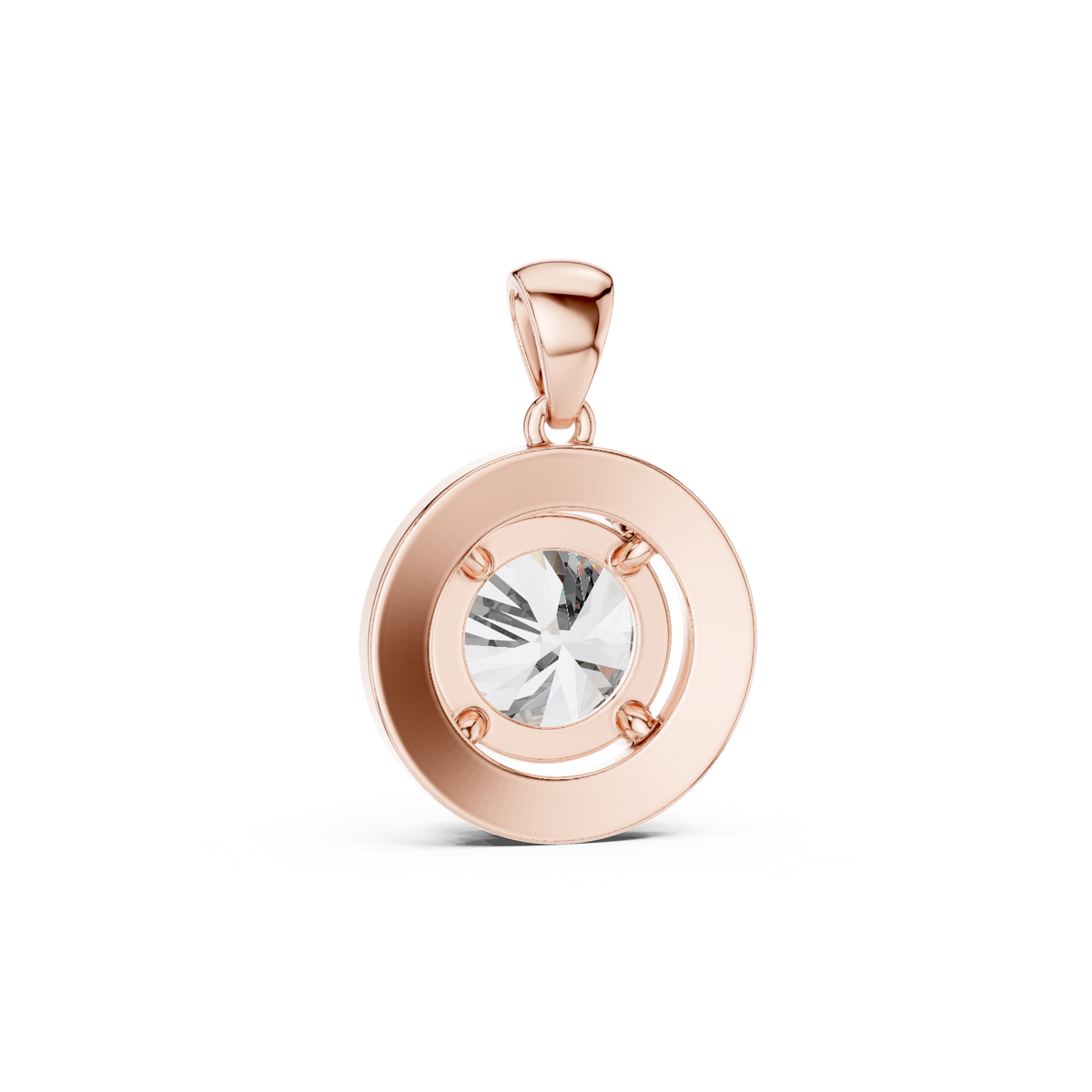IGI Certified Round Halo Lab Grown Diamond Pendant, Rose Gold