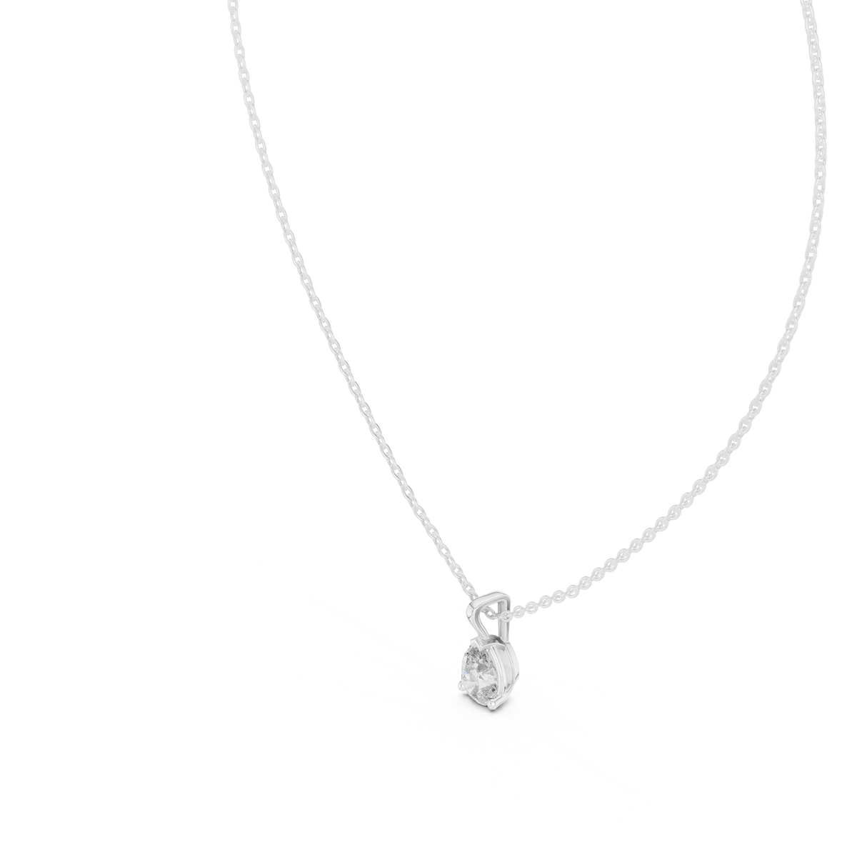 1.00 CT IGI Certified Pear Cut Lab Grown Diamond Solitaire Pendant, White Gold