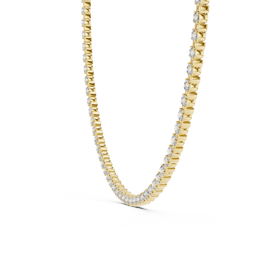 IGI Certified Round Lab Grown Diamond Tennis Necklace, Yellow Gold