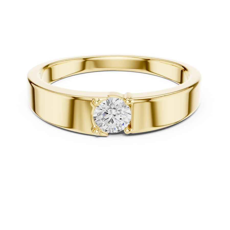 IGI Certified 0.30 CT Round Lab Grown Diamond Men's Ring, Yellow Gold