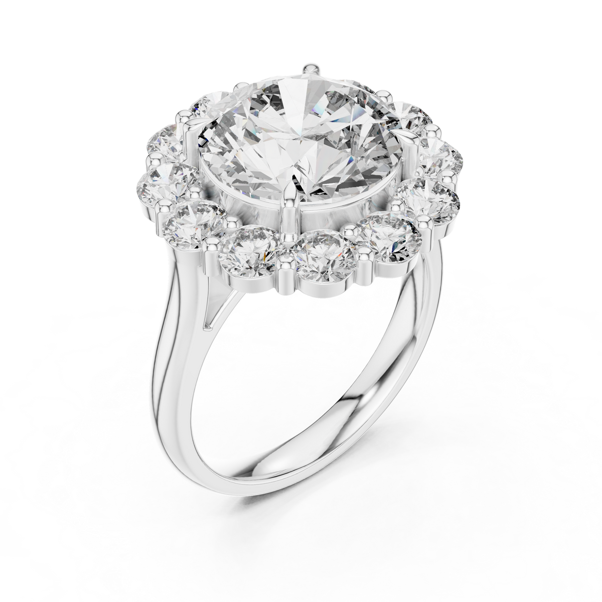 IGI Certified 5 Carat Round Lab Grown Diamond Engagement Ring, White Gold