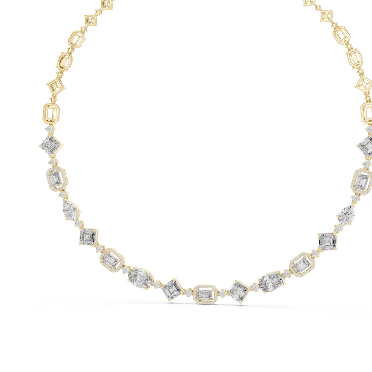 Élan Multi Shape Lab Grown Diamond Statement Necklace, Yellow Gold
