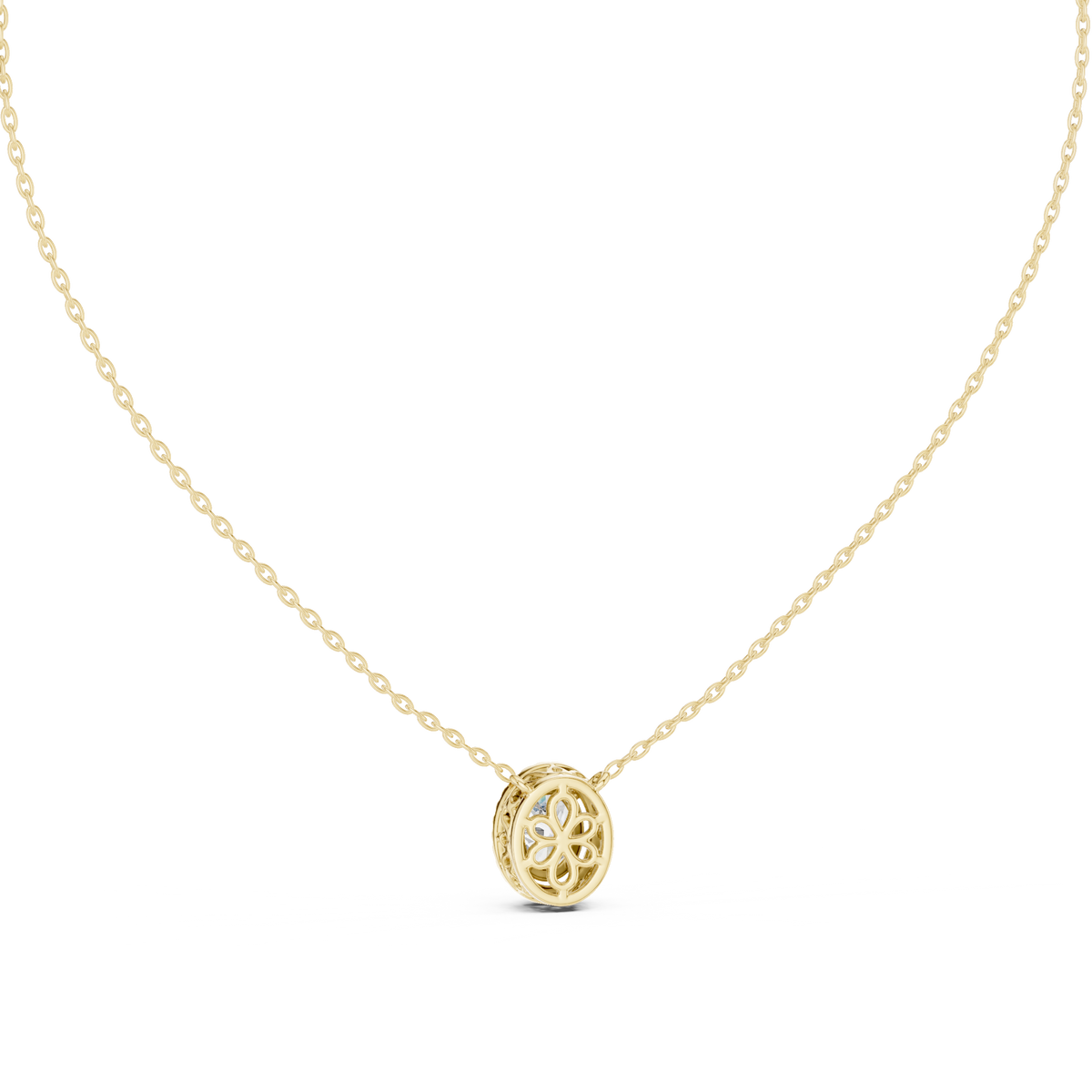 IGI Certified Oval Halo Lab Grown Diamond Pendant, Yellow Gold