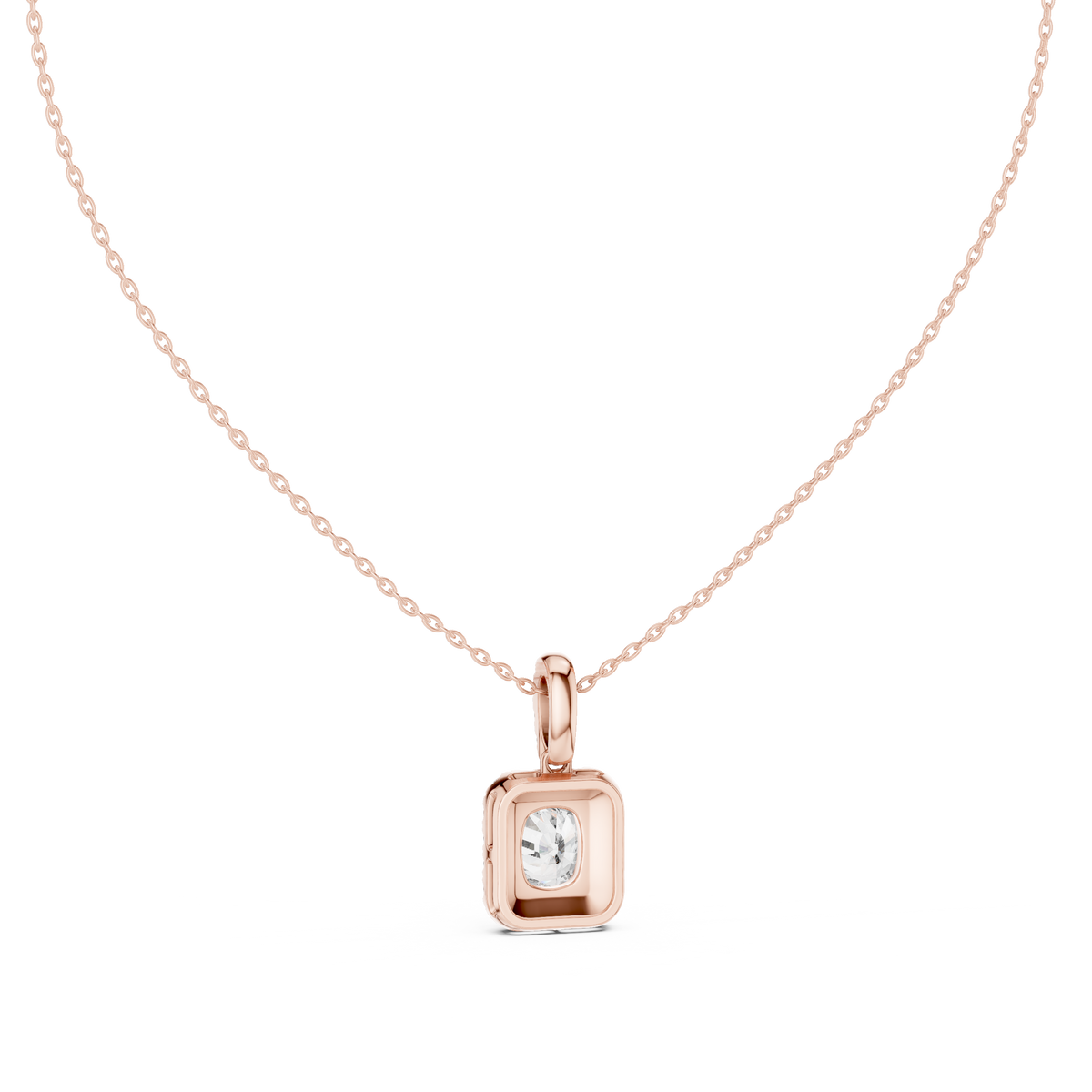 IGI Certified Cushion Halo Lab Grown Diamond Pendant, Rose Gold