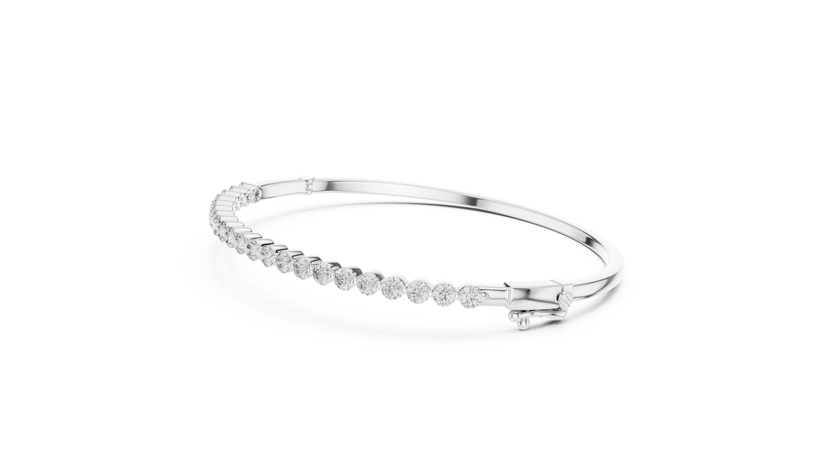 Classic Round Lab Grown Diamond Bangle Bracelet, White Gold