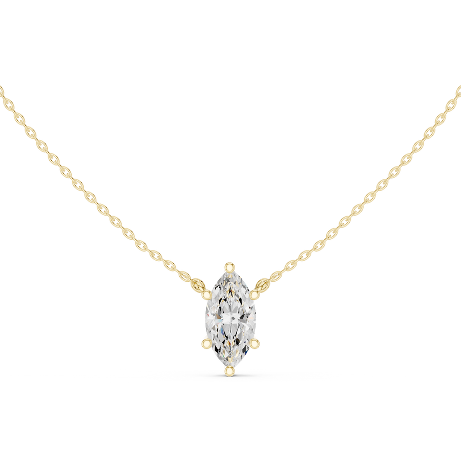 Marquise IGI Certified Lab Grown Diamond Solitaire Pendant, Yellow Gold