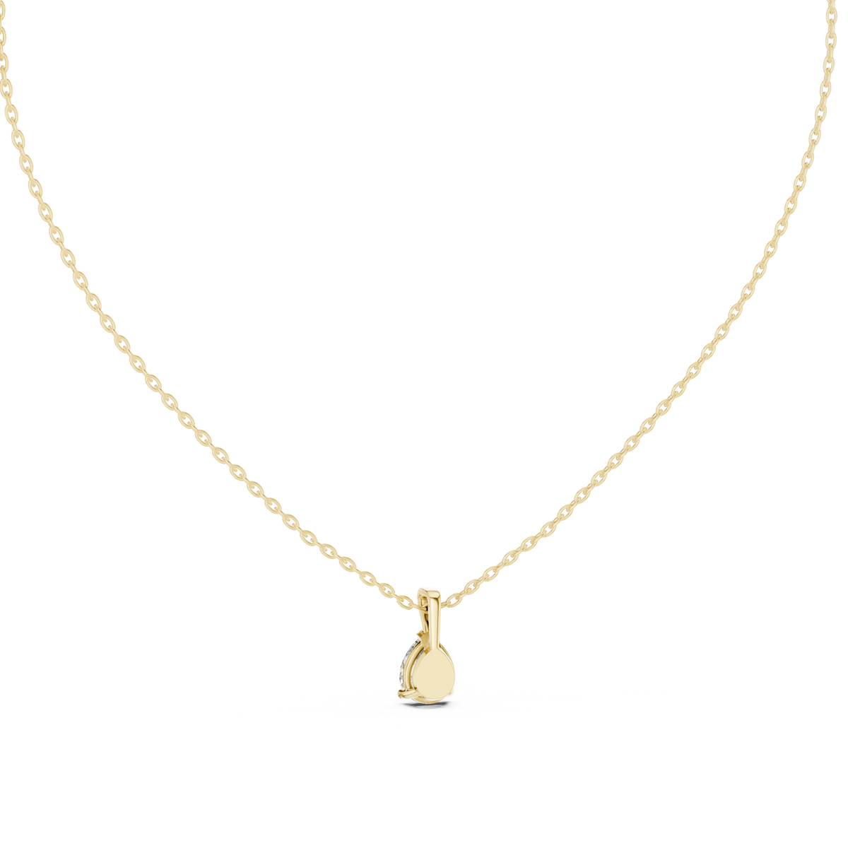 1.00 CT IGI Certified Pear Cut Lab Grown Diamond Solitaire Pendant, Yellow Gold