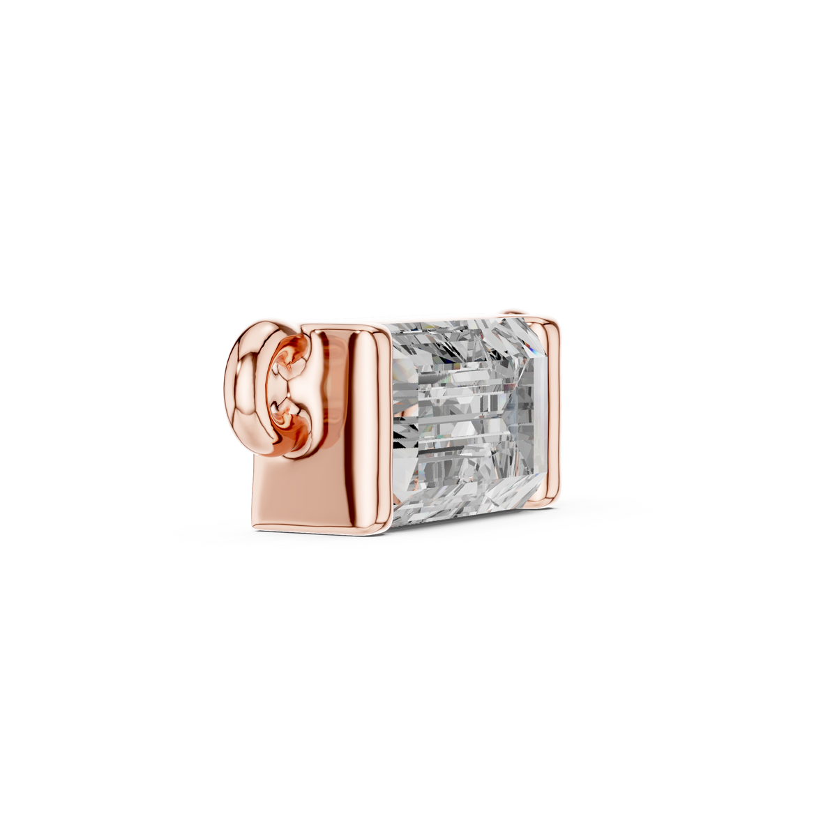 Baguette Lab Grown Diamond Solitaire Pendant, Rose Gold