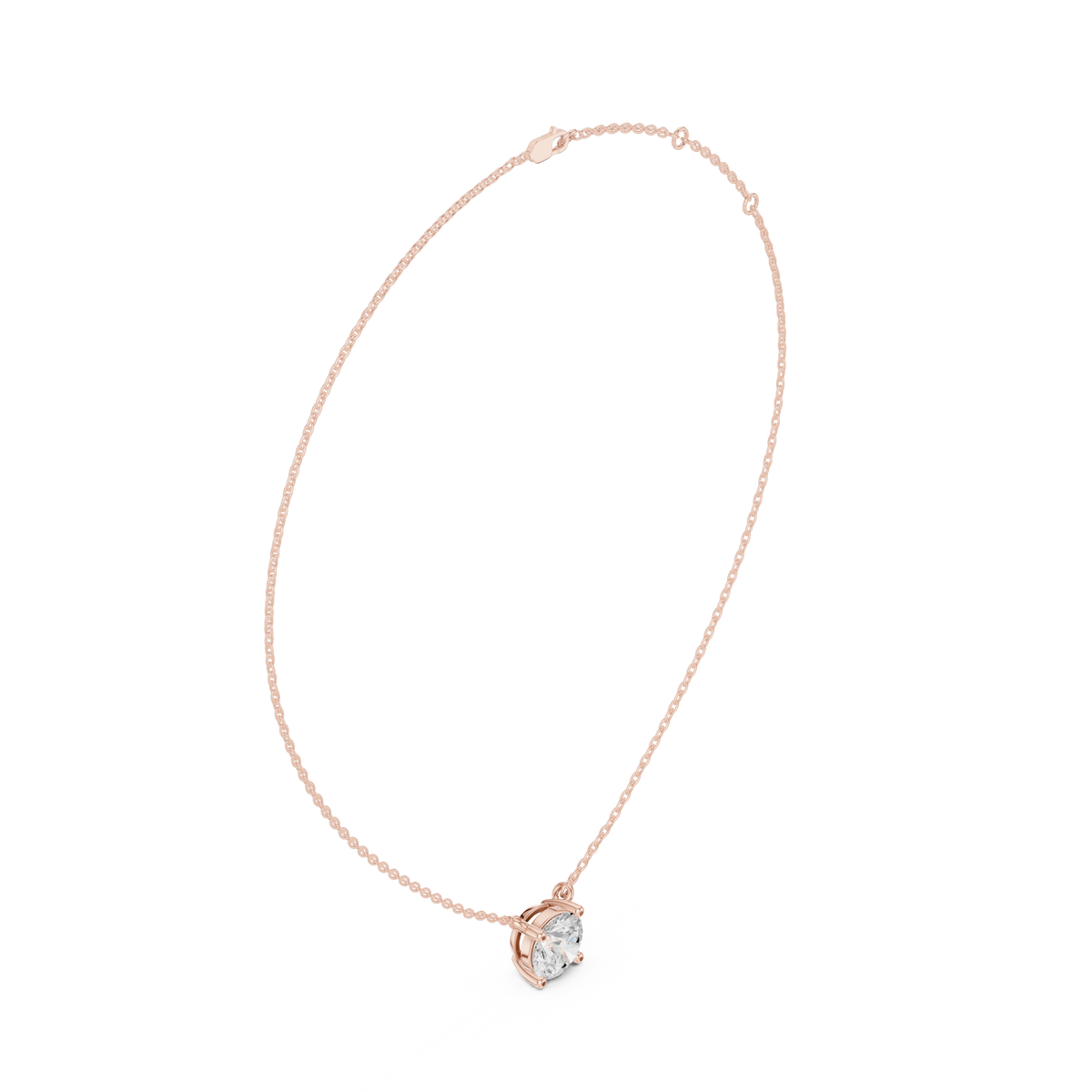 Classic Round Brilliant Lab Grown Diamond Solitaire Pendant, Rose Gold