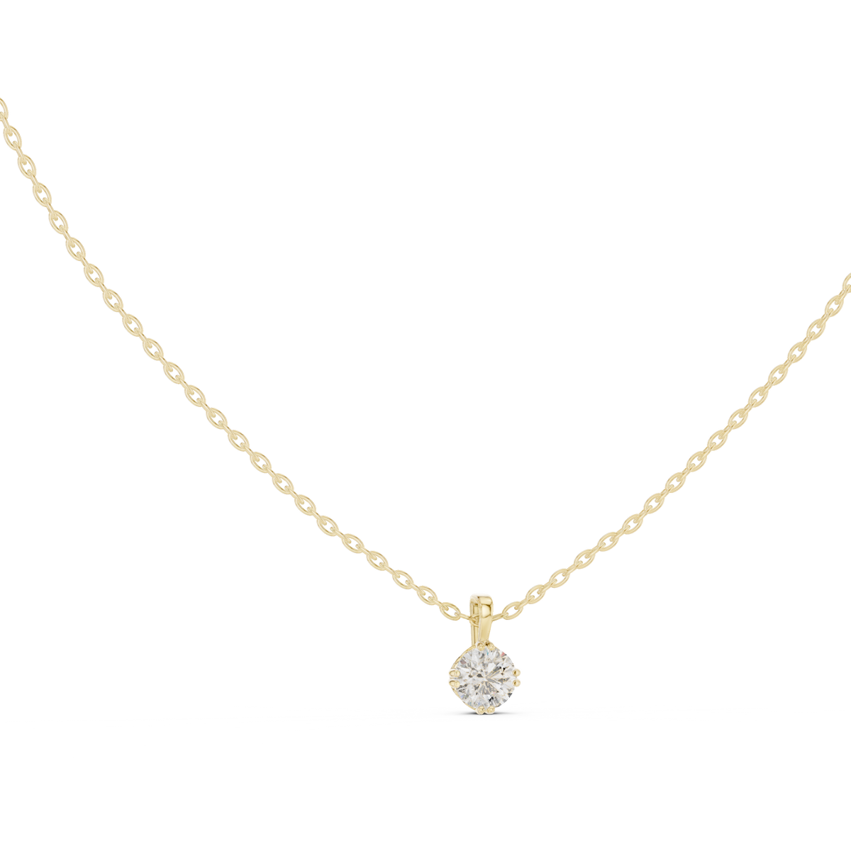 Round Cut 0.50 CT Lab Grown Diamond Solitaire Pendant, Yellow Gold