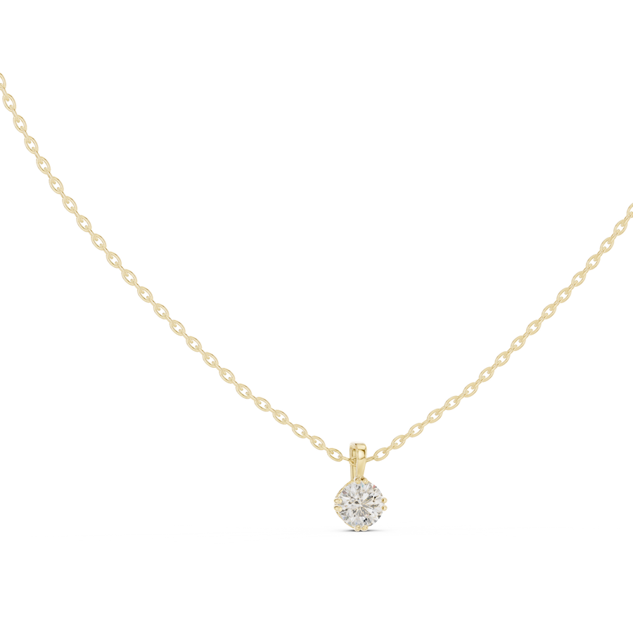 Round Cut 0.50 CT Lab Grown Diamond Solitaire Pendant, Yellow Gold