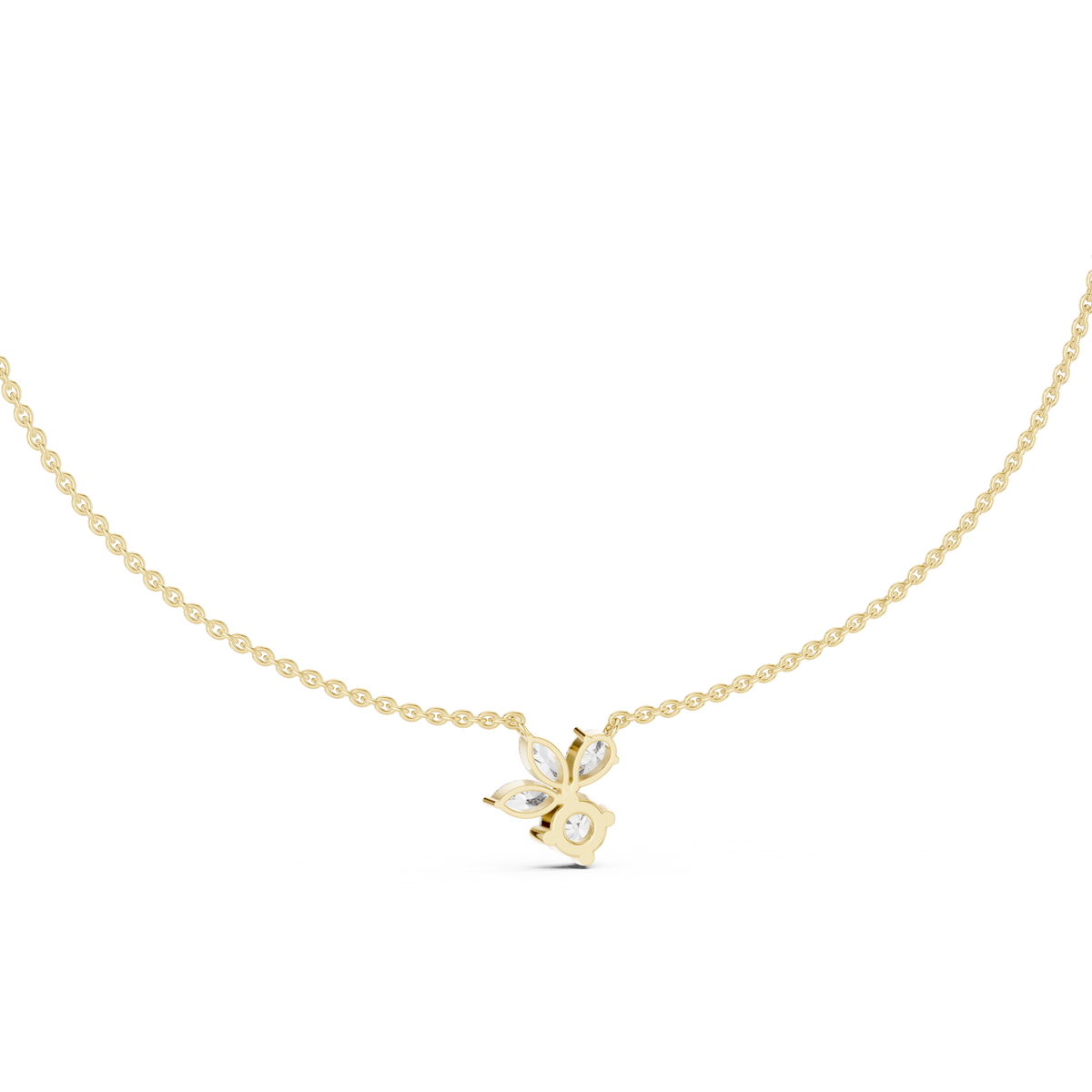 Floral Multi Shape Lab Grown Diamond Pendant, Yellow Gold