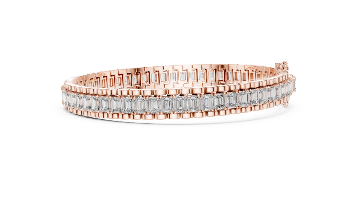 Emerald Cut IGI Certified Lab Grown Diamond Tennis Bracelet, Rose Gold