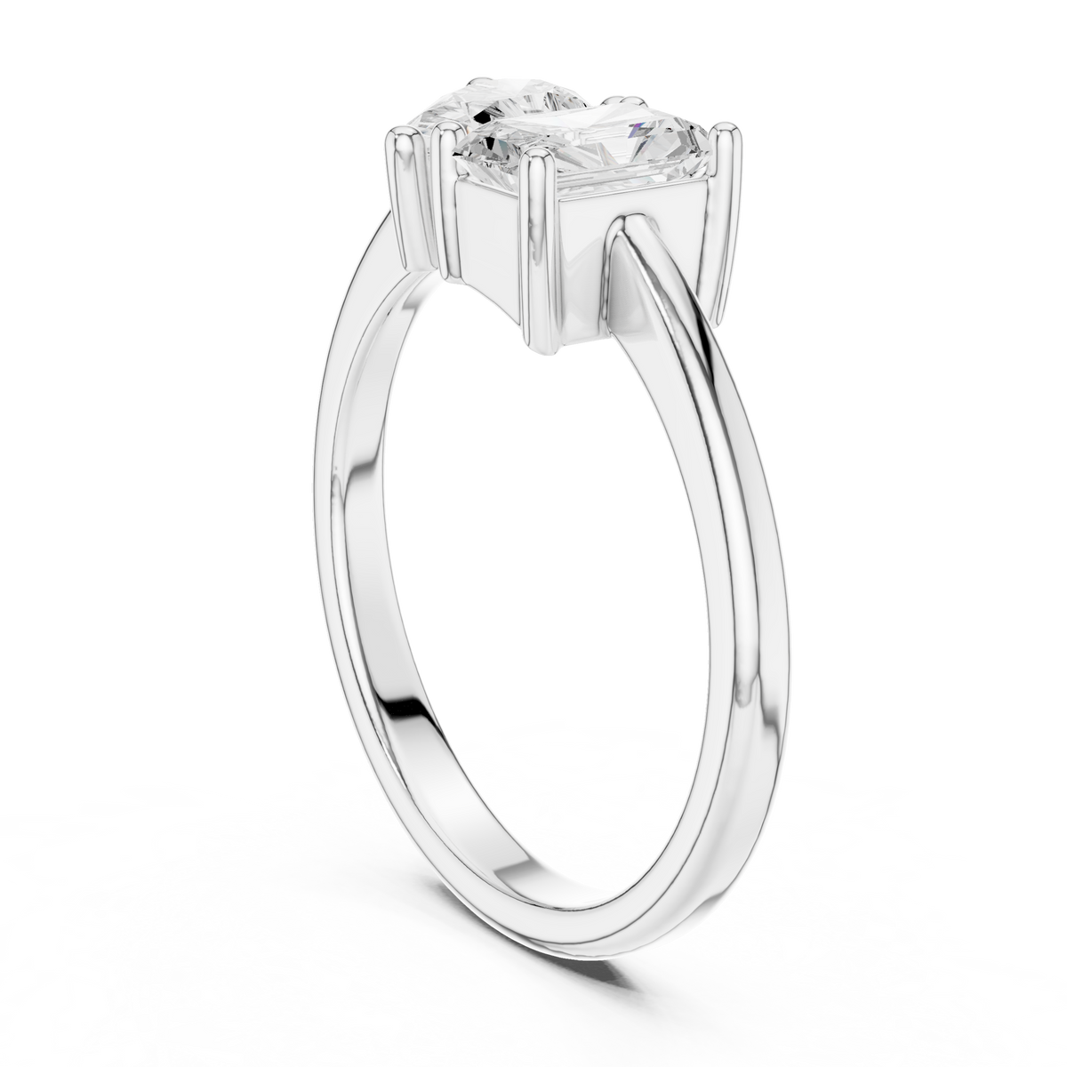 IGI Certified Toi et Moi Radiant & Pear Cut Lab Grown Diamond Ring, White Gold