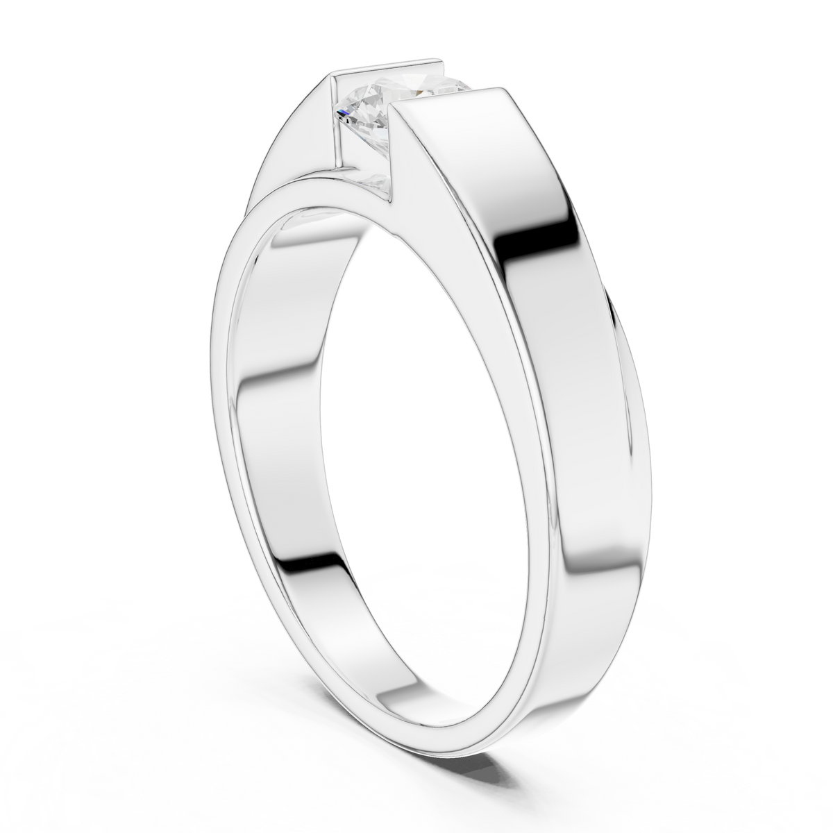 0.70 CT Round Lab Grown Diamond Daily Wear Men’s Ring, White Gold
