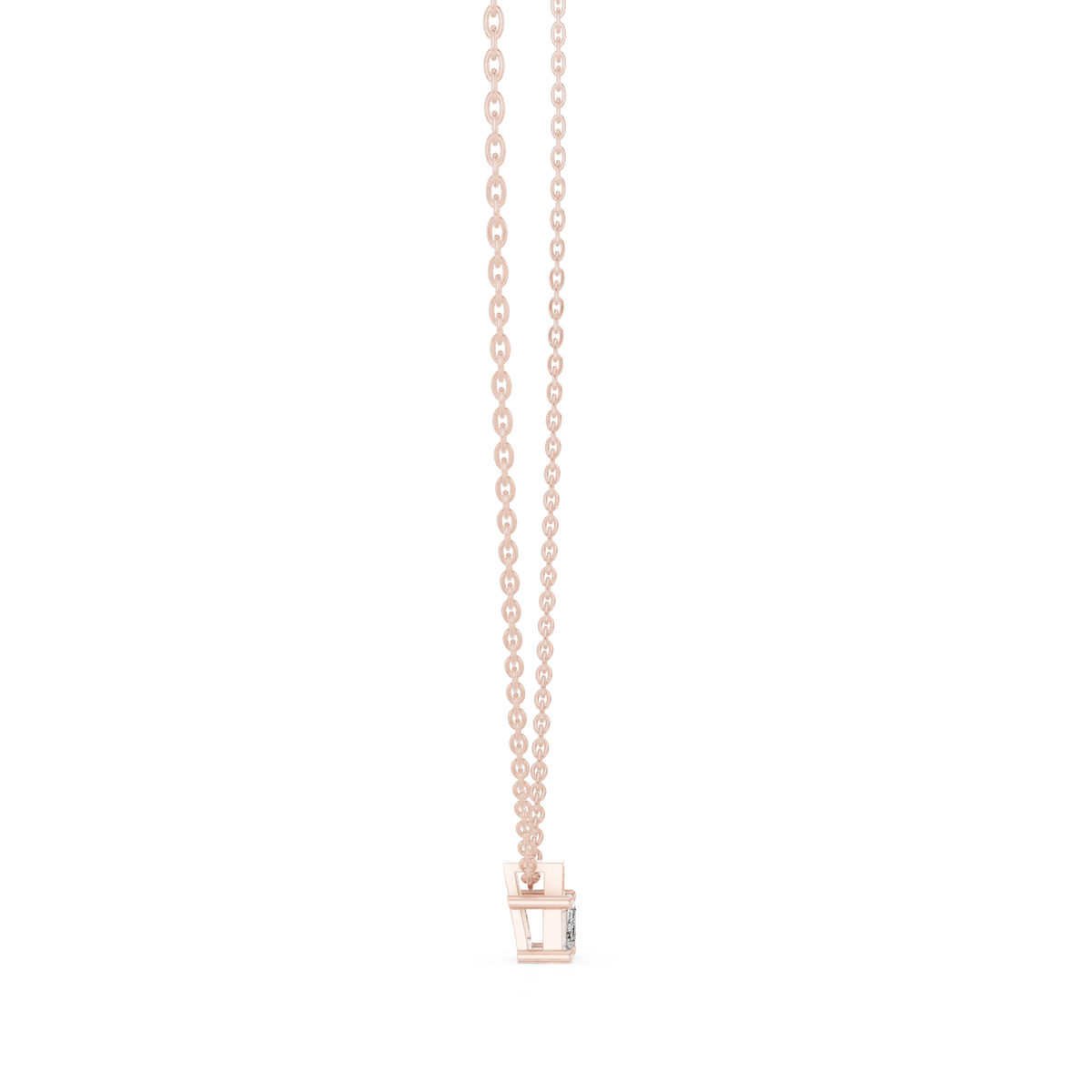 0.50 CT Emerald Cut Lab Grown Diamond Pendant, Rose Gold