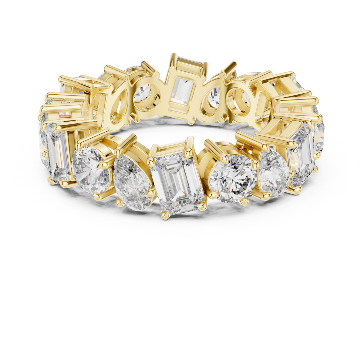 Multi-Shape Lab Grown Diamond Eternity Band Ring, Yellow Gold