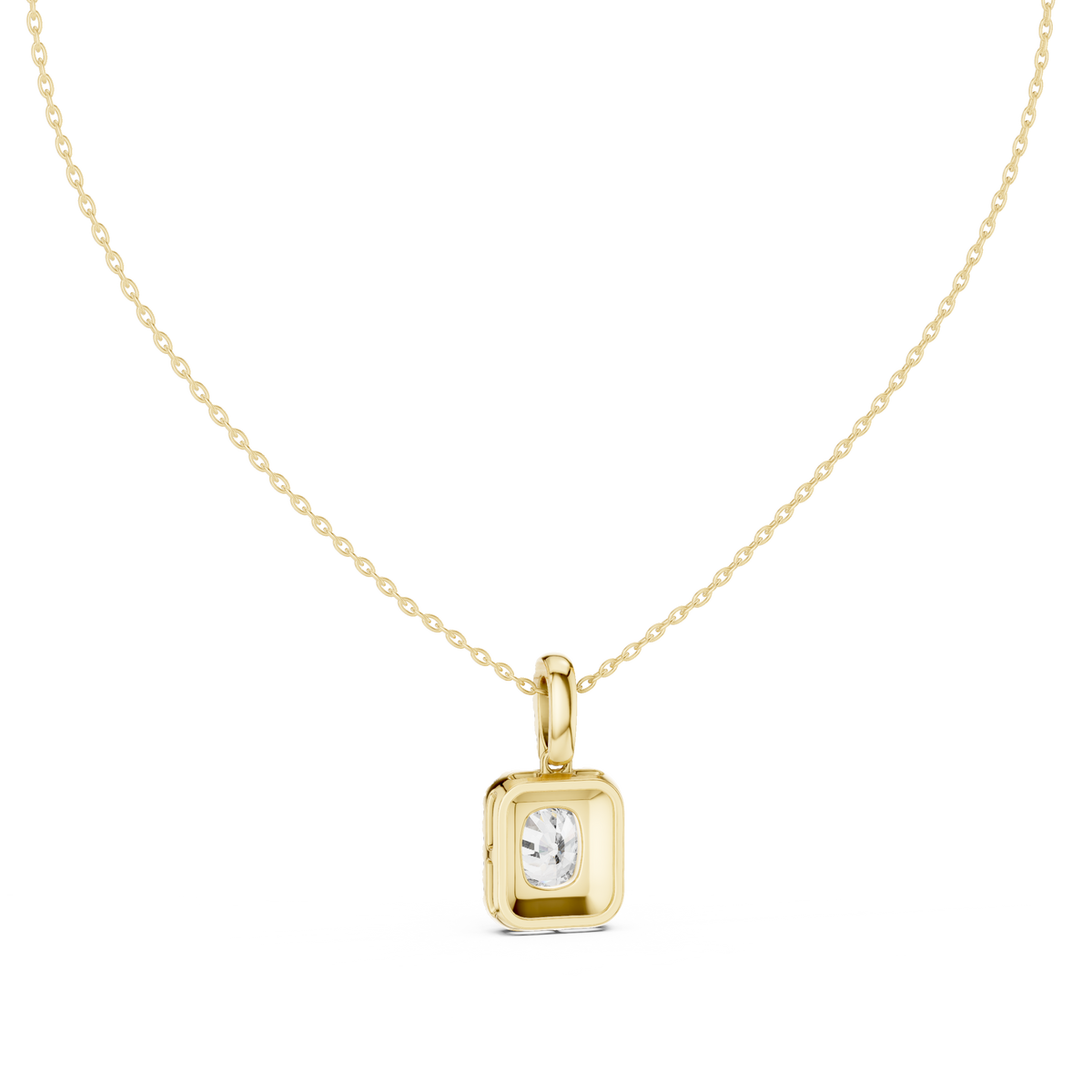 IGI Certified Cushion Halo Lab Grown Diamond Pendant, Yellow Gold