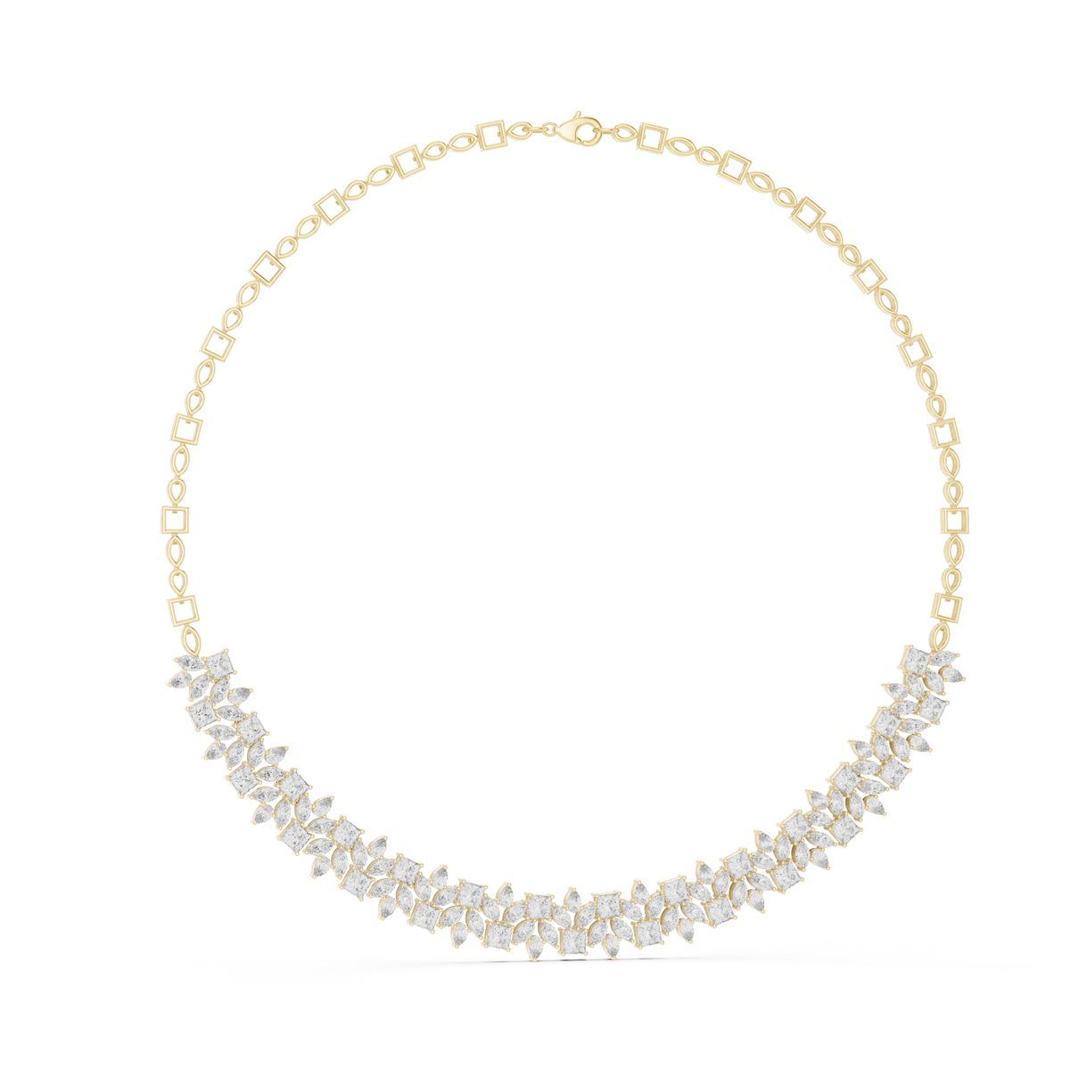 Verdelle Multi Shape Lab Grown Diamond Statement Necklace, Yellow Gold