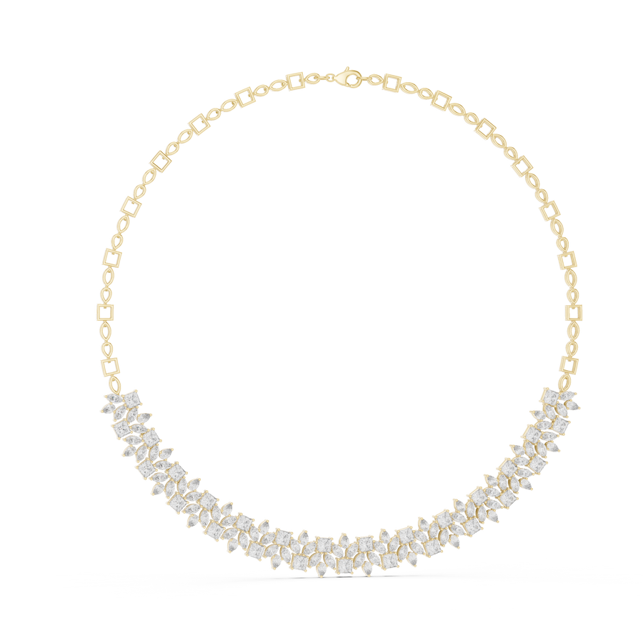 Verdelle Multi Shape Lab Grown Diamond Statement Necklace, Yellow Gold