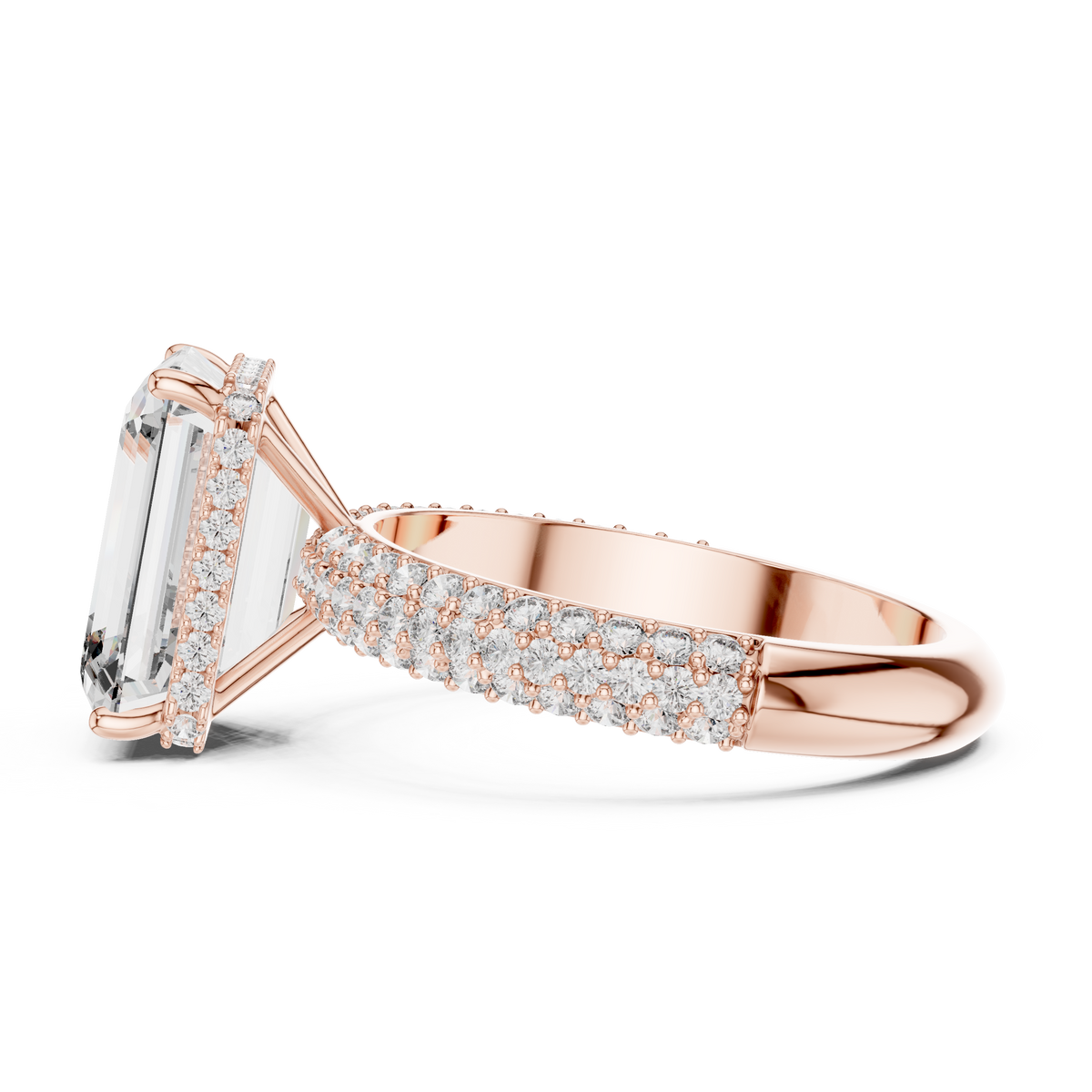 IGI Certified Emerald Lab Grown Diamond Anniversary Ring, Rose Gold