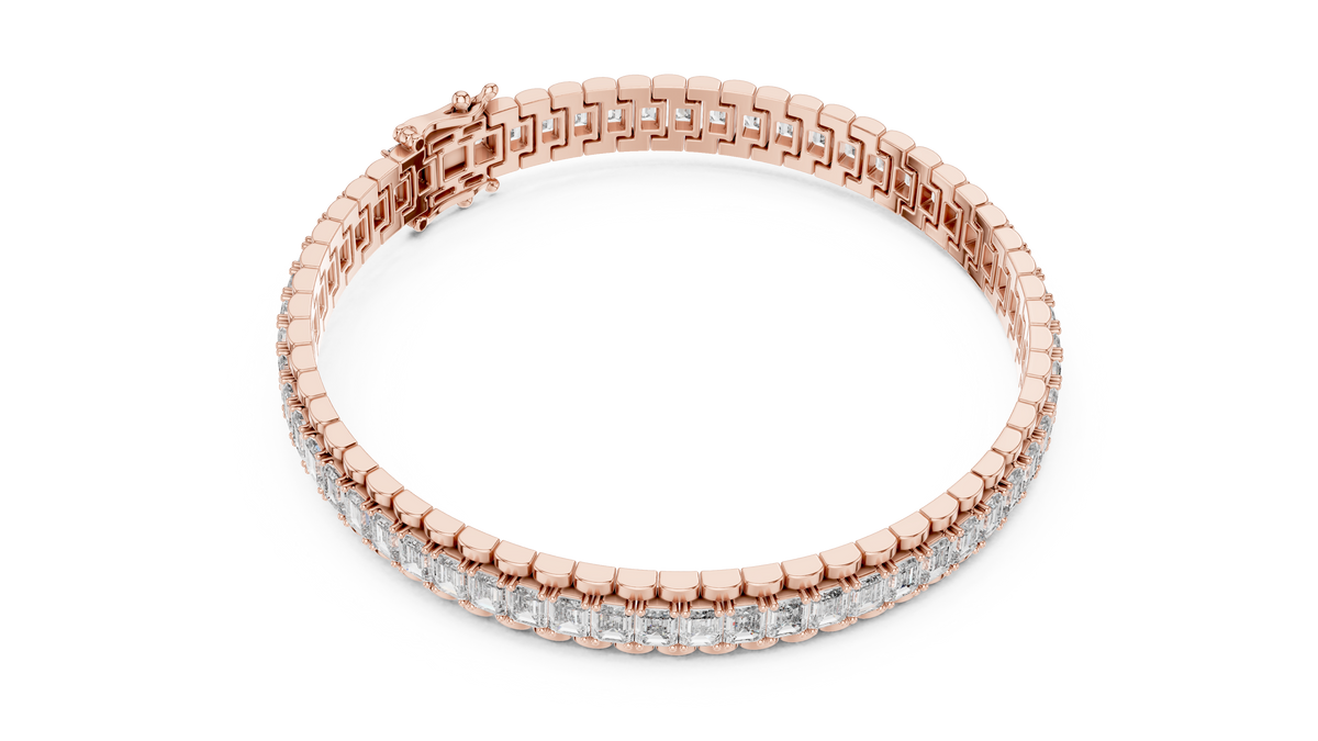 Emerald Cut IGI Certified Lab Grown Diamond Tennis Bracelet, Rose Gold