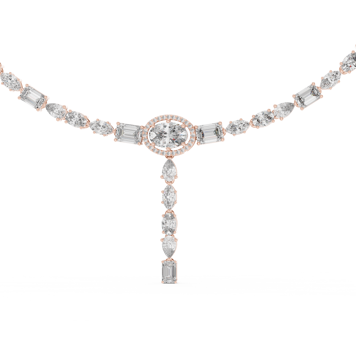 Diamos Lucent Multi-Shape Lab Diamond Necklace, Rose Gold