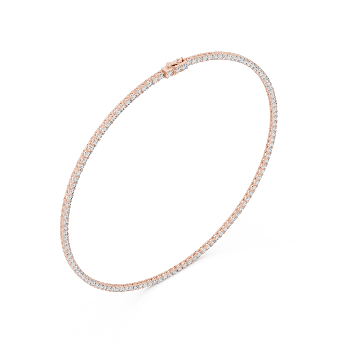 Aria Round Lab Grown Diamond Tennis Necklace, Rose Gold