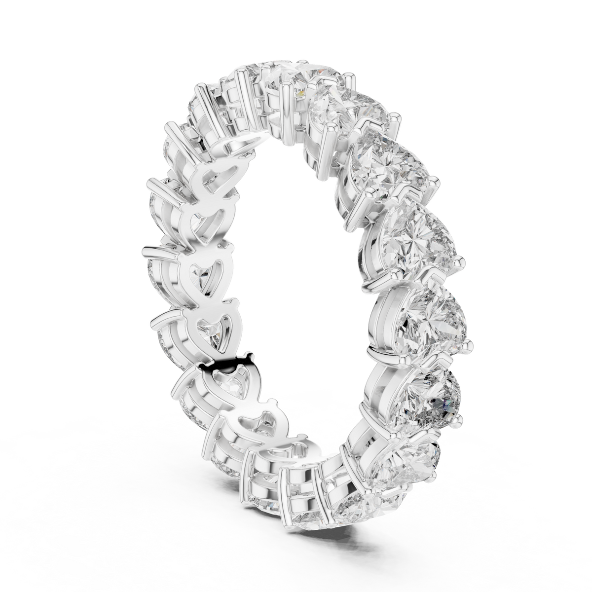 Heart Shape Lab Grown Diamond Eternity Band Ring, White Gold