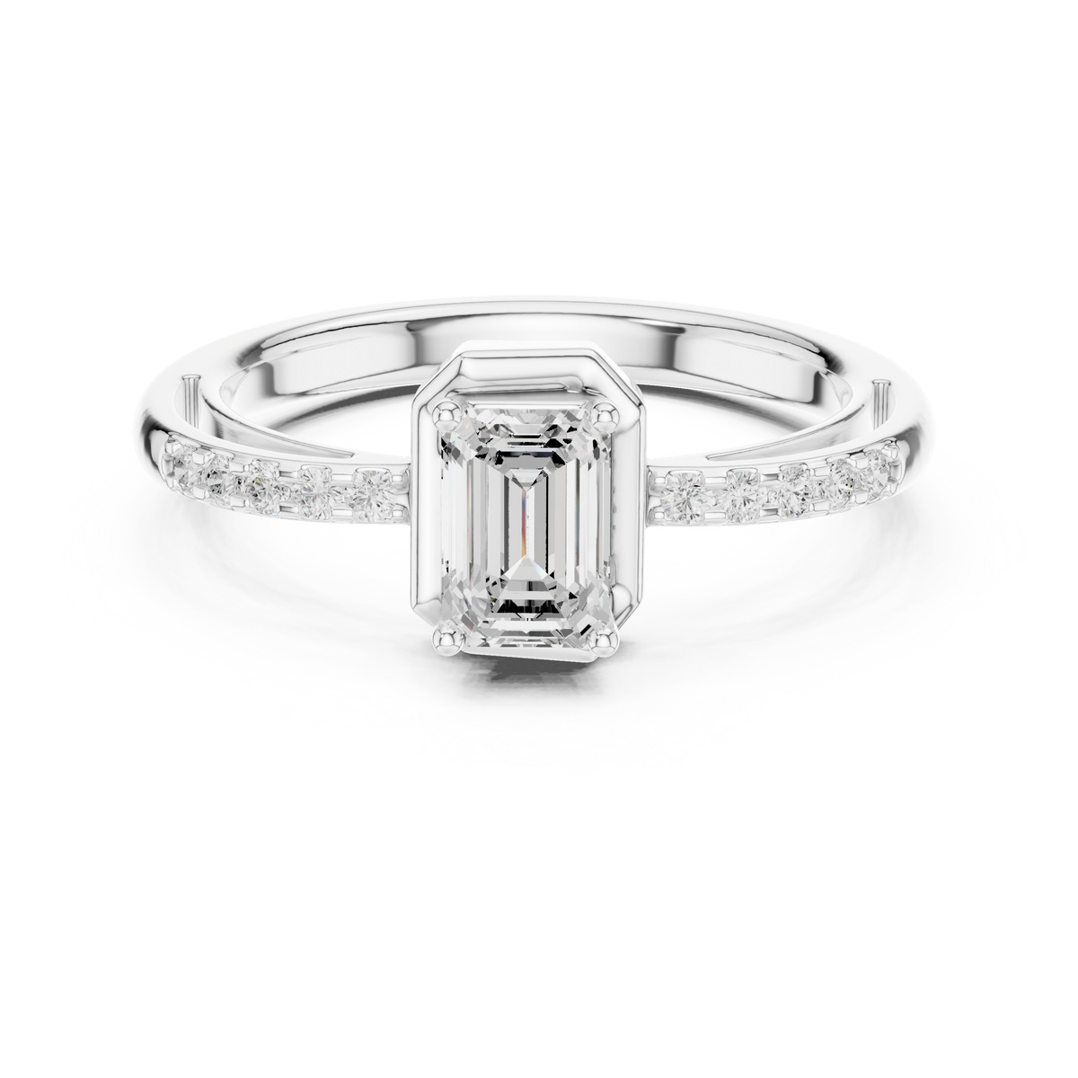 0.60 Ct Emerald Cut Lab Grown Diamond Office Wear Casual Ring, White Gold