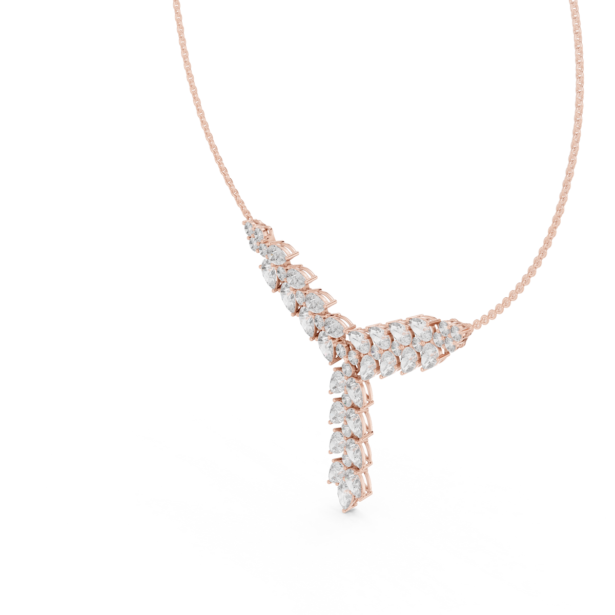 Floral Pear & Round Lab Grown Diamond Statement Pendant, Rose Gold