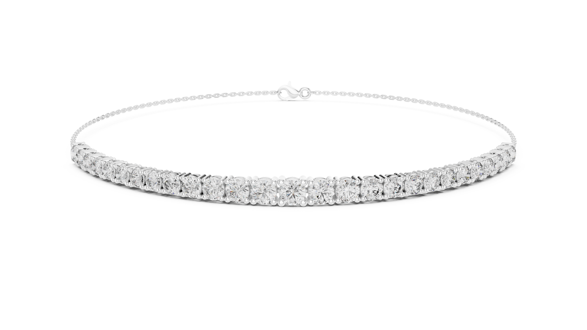 Graduated Round Lab Grown Diamond Tennis Bracelet, White Gold