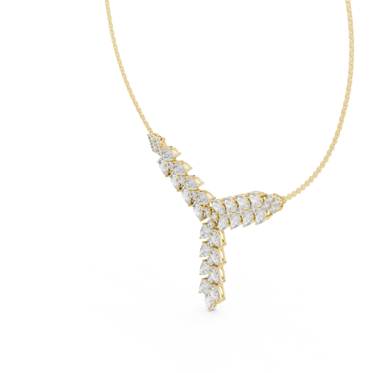 Floral Pear & Round Lab Grown Diamond Statement Pendant, Yellow Gold