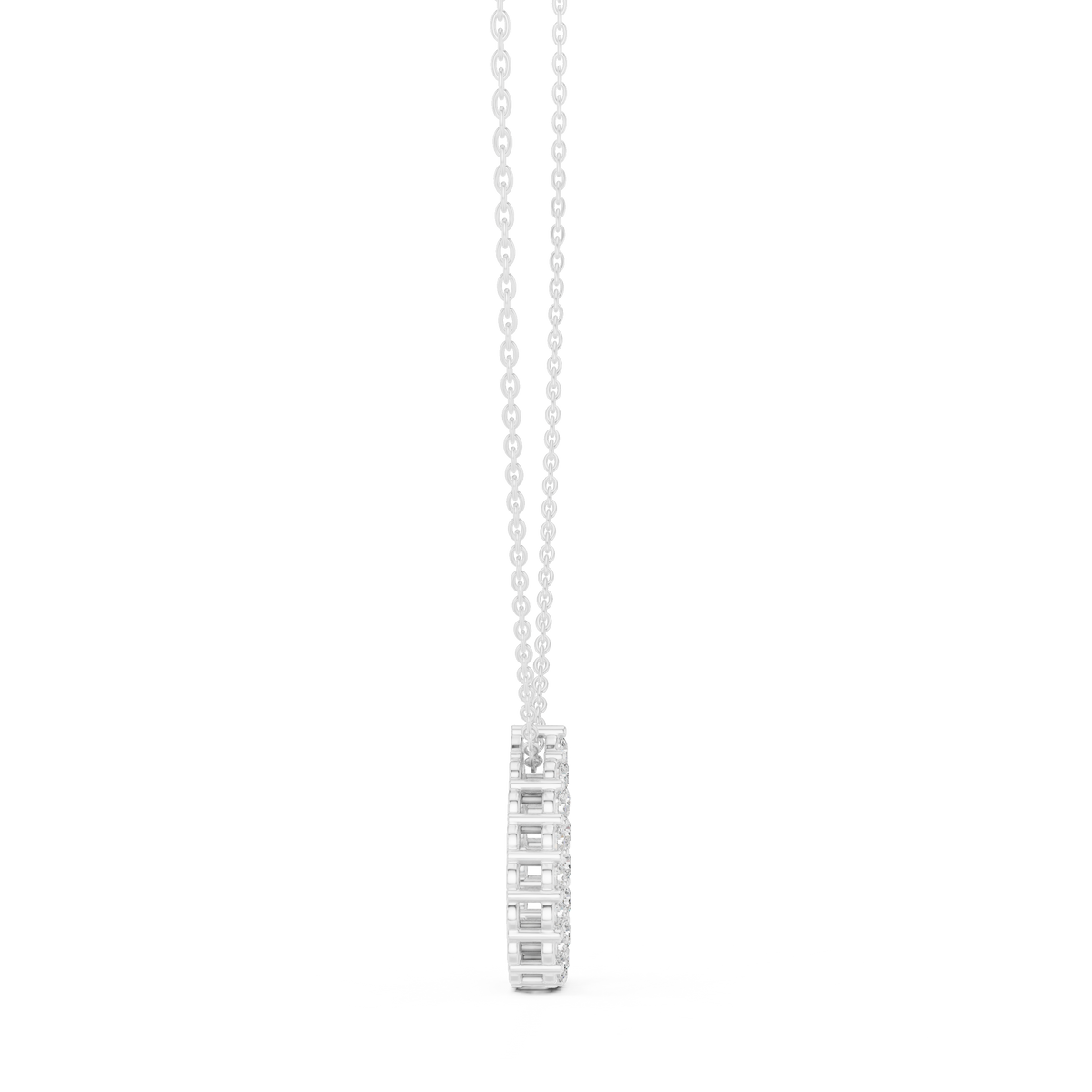 Round Lab Grown Diamond Open Pear Pendant, White Gold