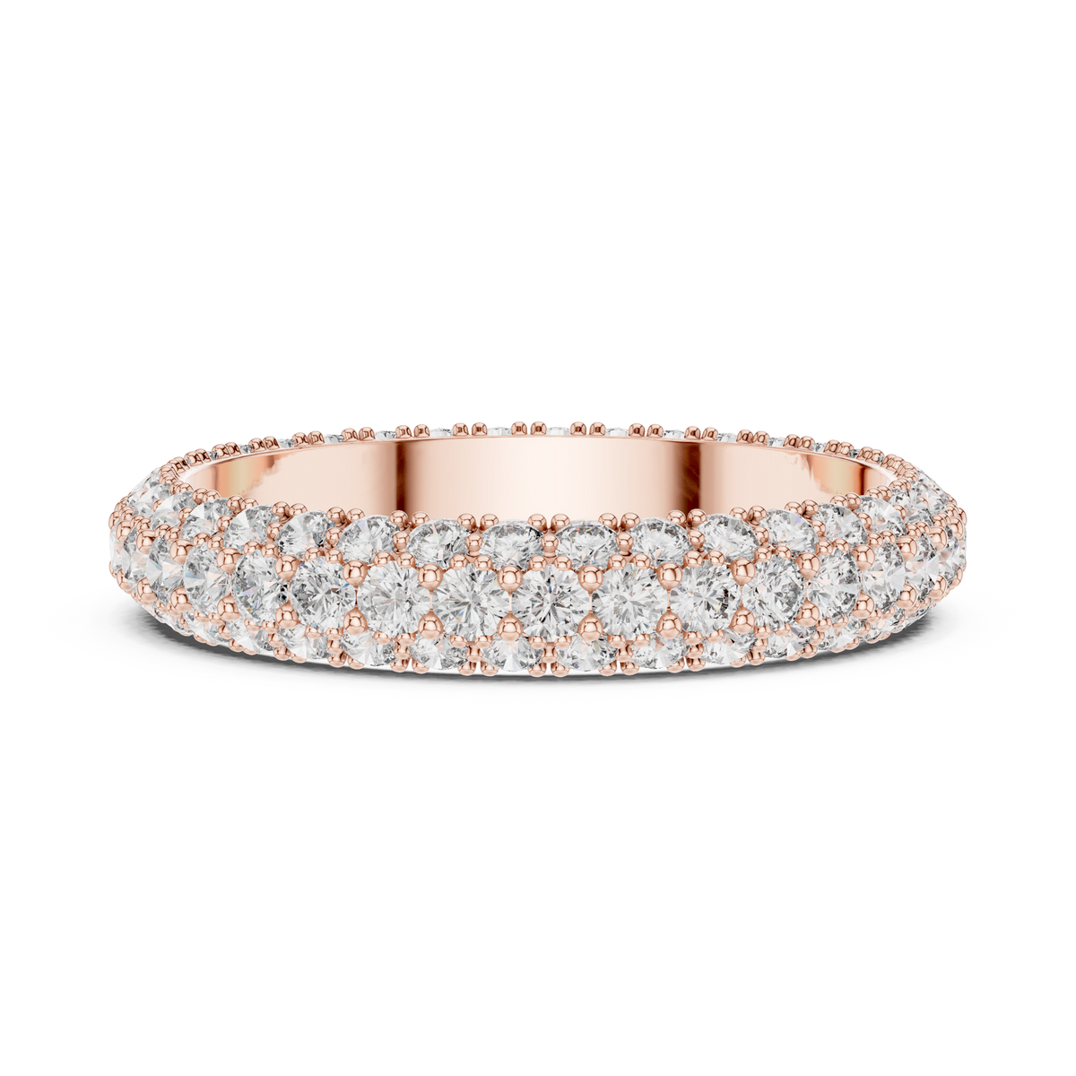 Triple Row Lab-Grown Diamond Band Ring, Rose Gold