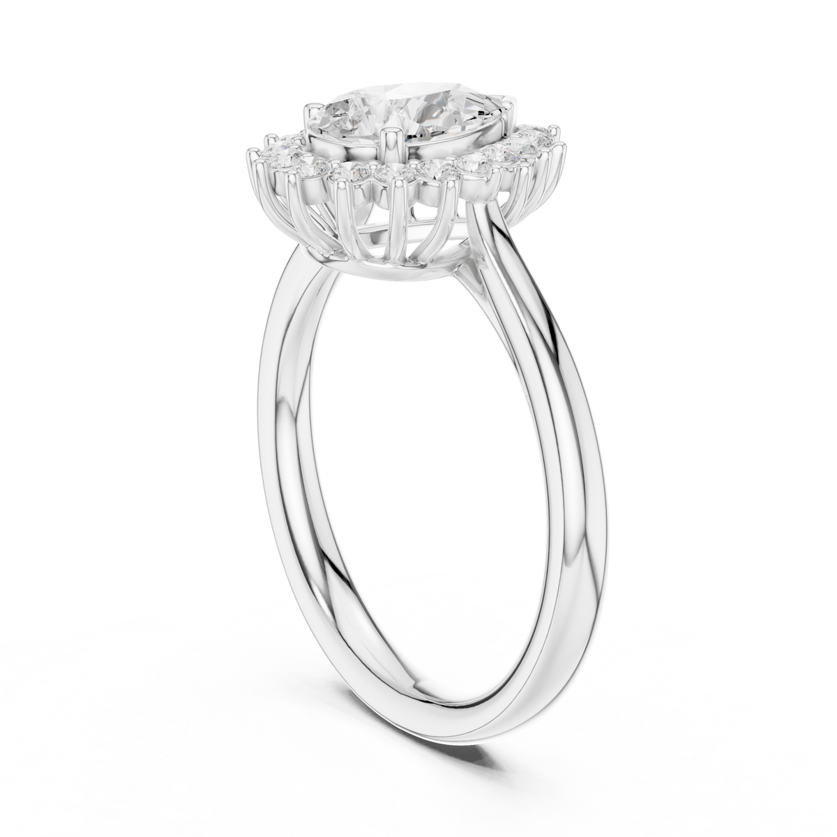Pear Cut Lab Grown Diamond Halo Ring IGI Certified, White Gold