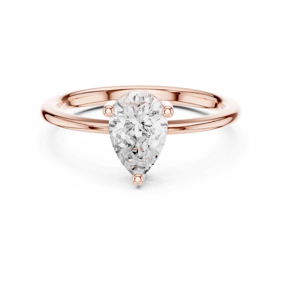 Pear Cut Solitaire Lab Grown Diamond Casual Ring, Rose Gold