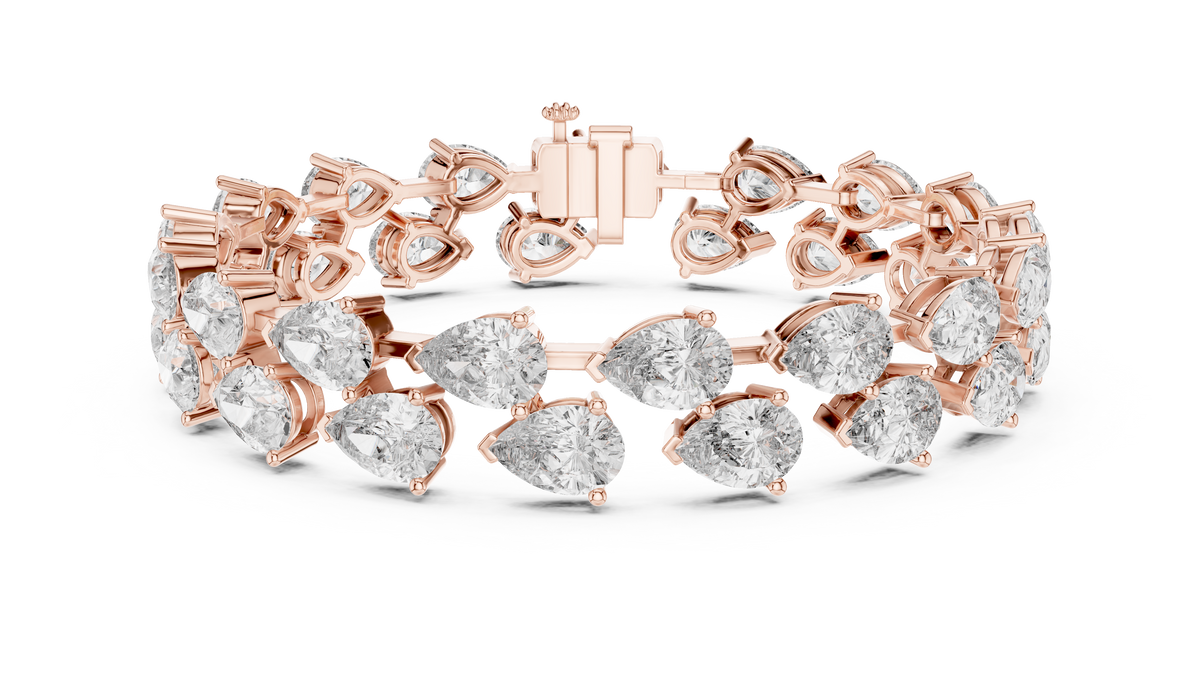 Classic Pear Cut Lab Grown Diamond Tennis Bracelet, Rose Gold