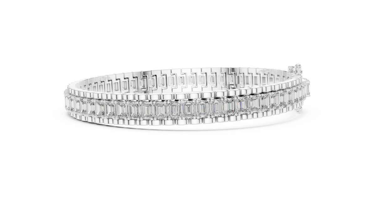 Emerald Cut IGI Certified Lab Grown Diamond Tennis Bracelet, White Gold