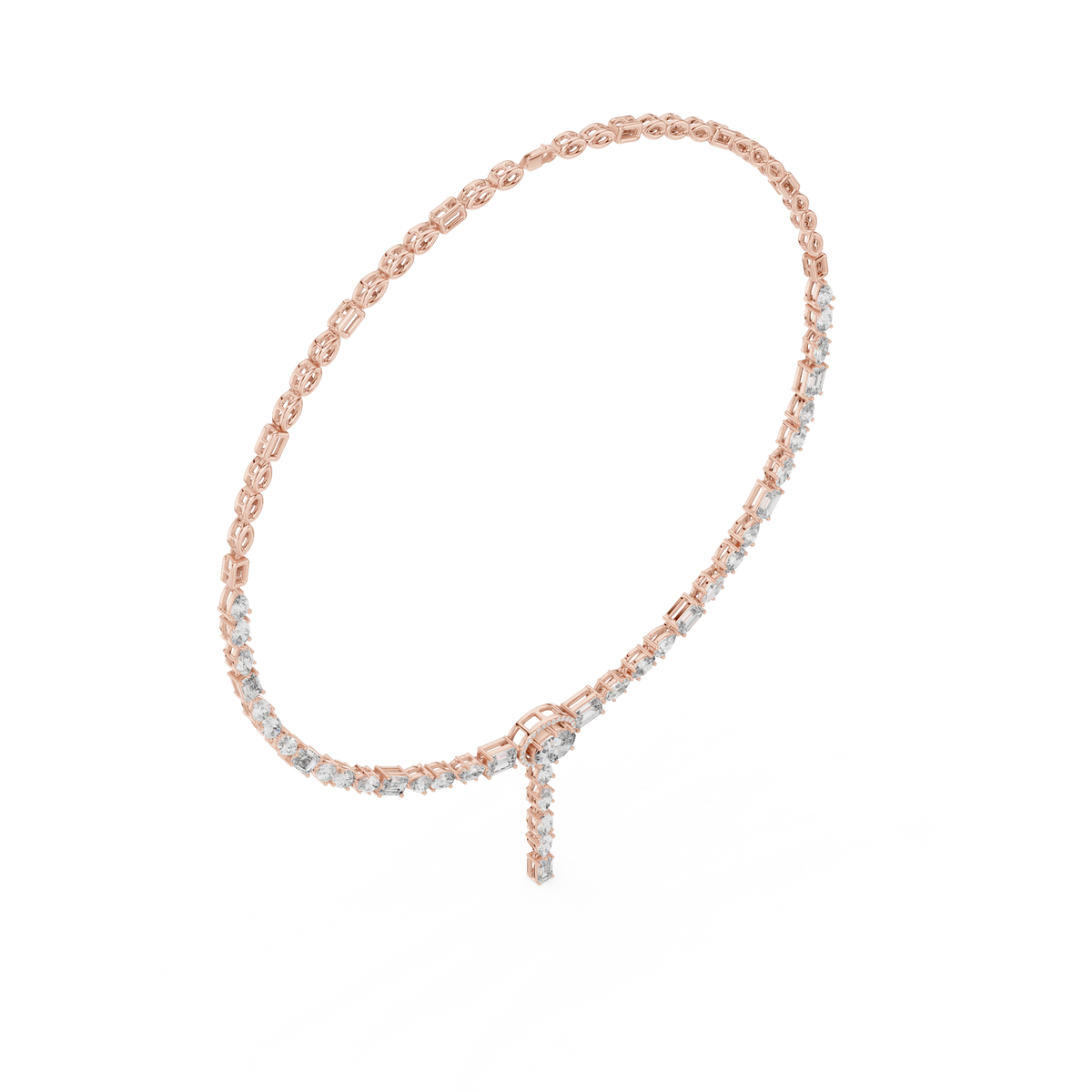 Diamos Lucent Multi-Shape Lab Diamond Necklace, Rose Gold