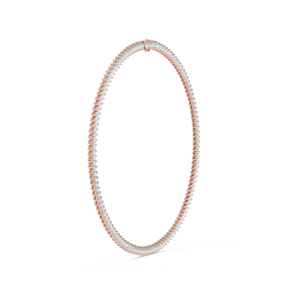 Mariselle Marquise Lab Grown Diamond Tennis Necklace, Rose Gold