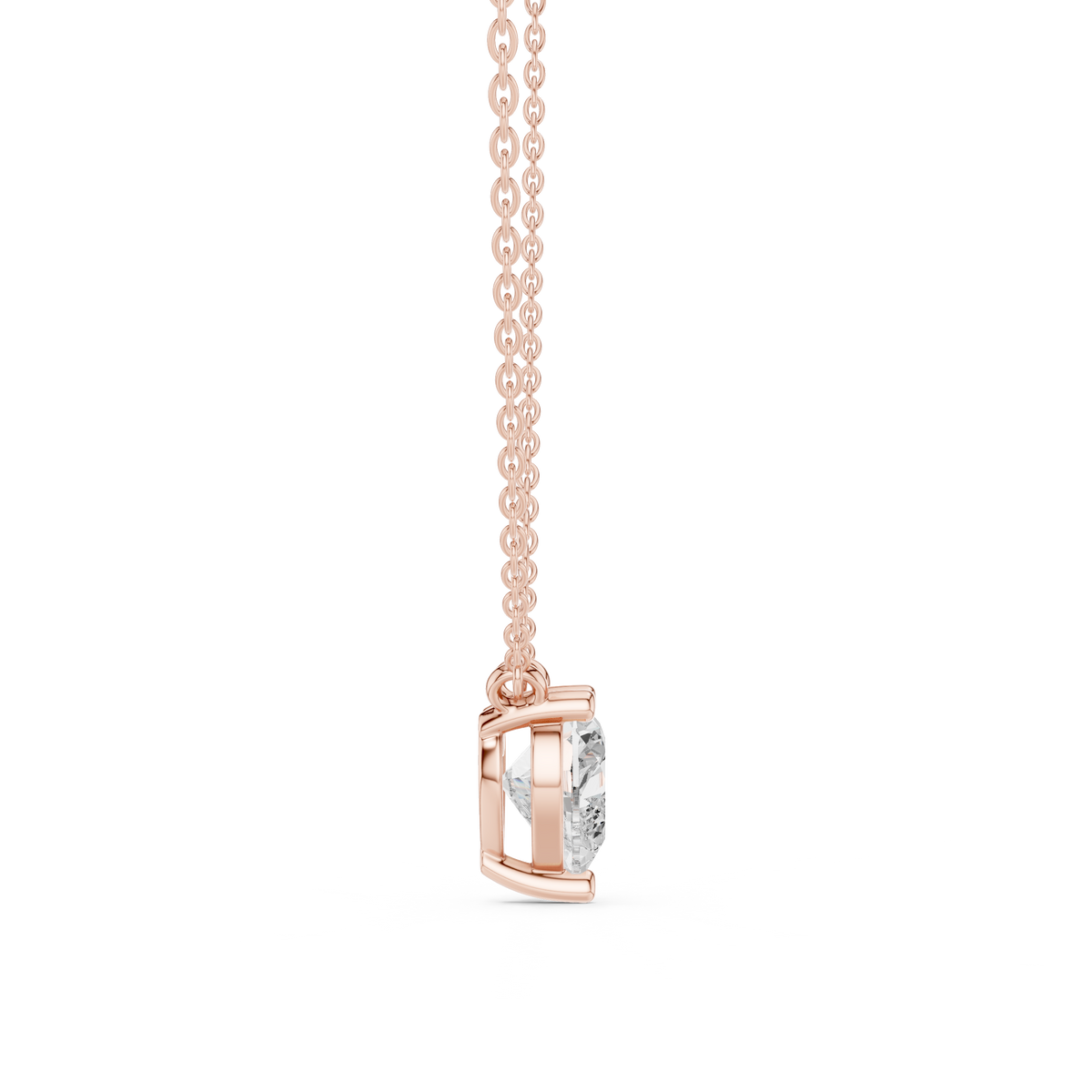 Heart IGI Certified Lab Grown Diamond Solitaire Pendant, Rose Gold