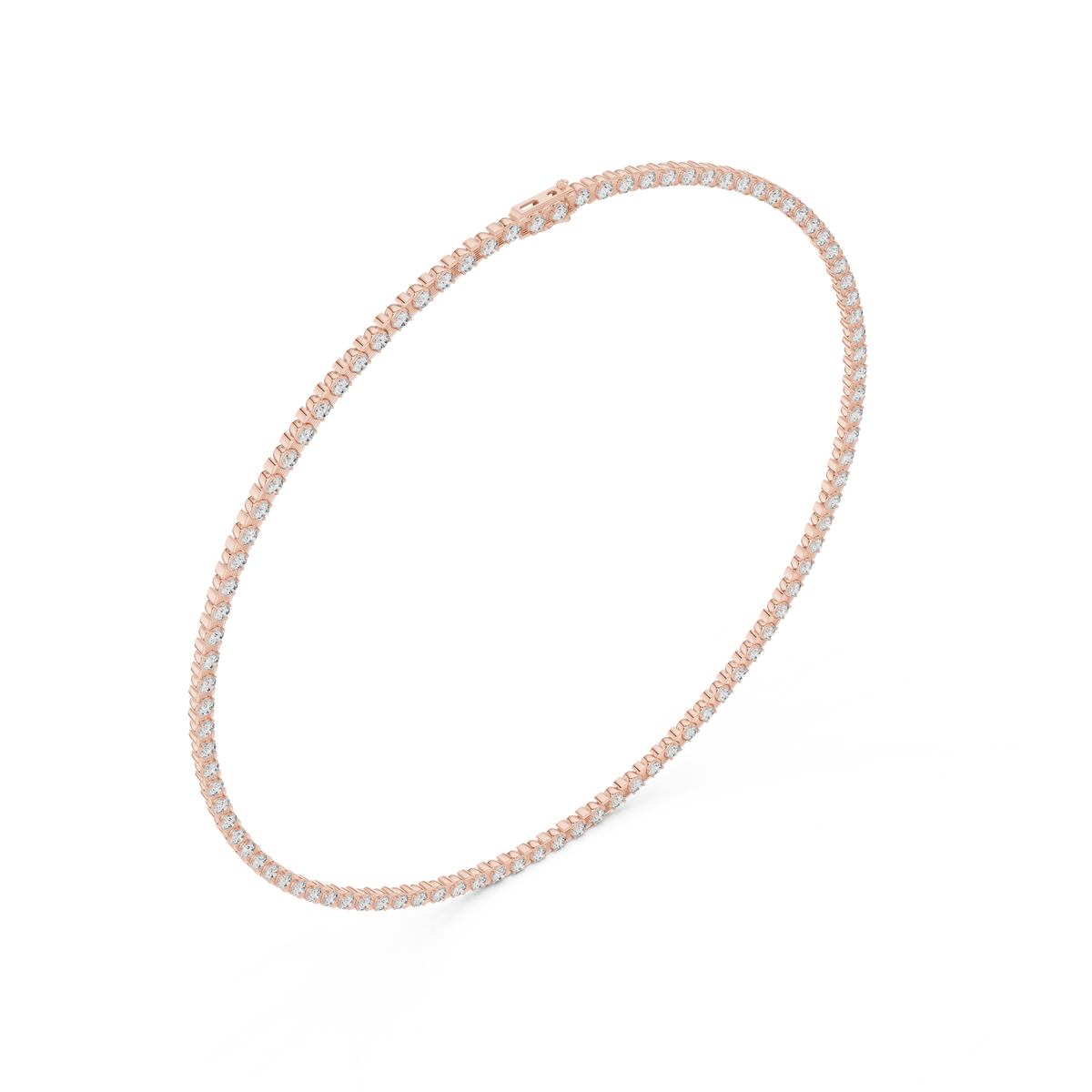 IGI Certified Round Lab Grown Diamond Tennis Necklace, Rose Gold