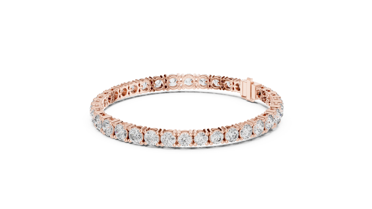 IGI Certified Round Lab Grown Diamond Tennis Bracelet, Rose Gold