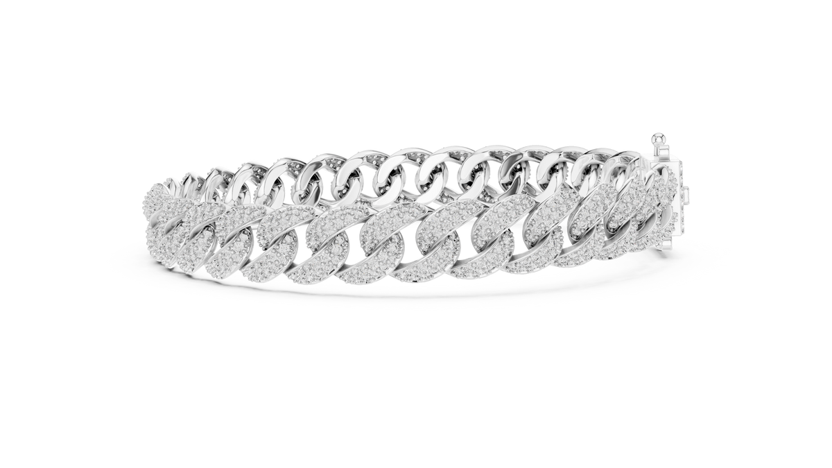 Cuban Link Pavé Lab Grown Diamond Bracelet, White Gold