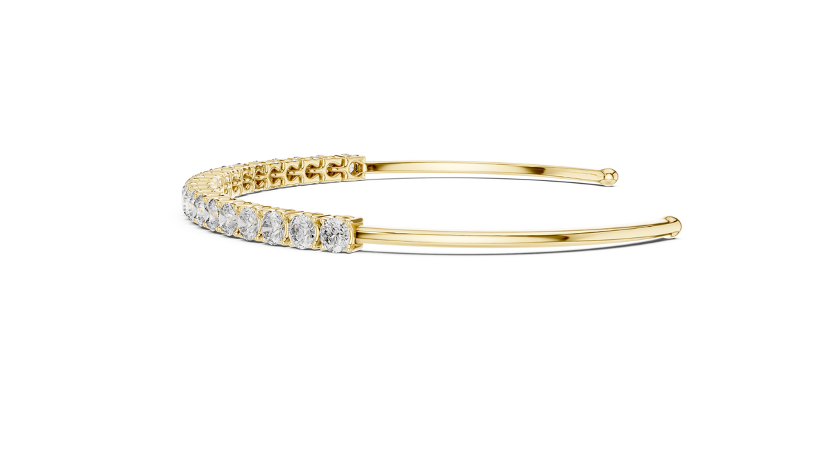 Classic Round Lab Grown Diamond Open Cuff Bracelet, Yellow Gold
