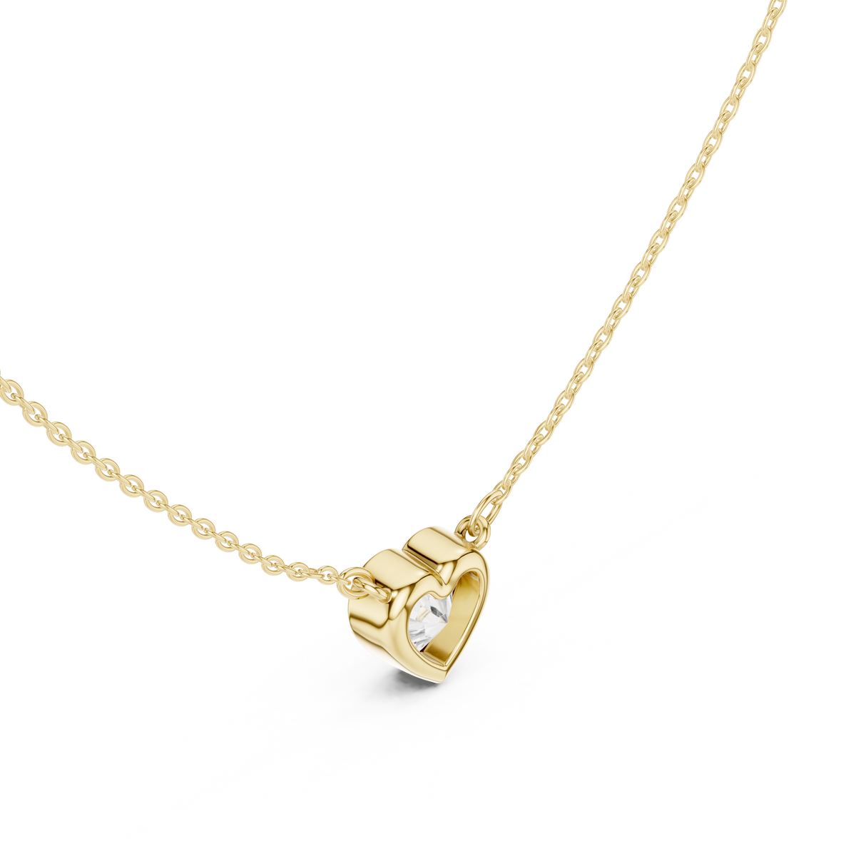 Heart Cut Bezel Lab Grown Diamond Solitaire Pendant, Yellow Gold