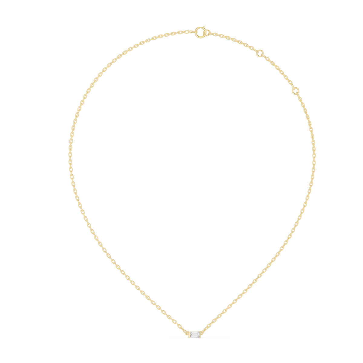 Baguette Lab Grown Diamond Solitaire Pendant, Yellow Gold