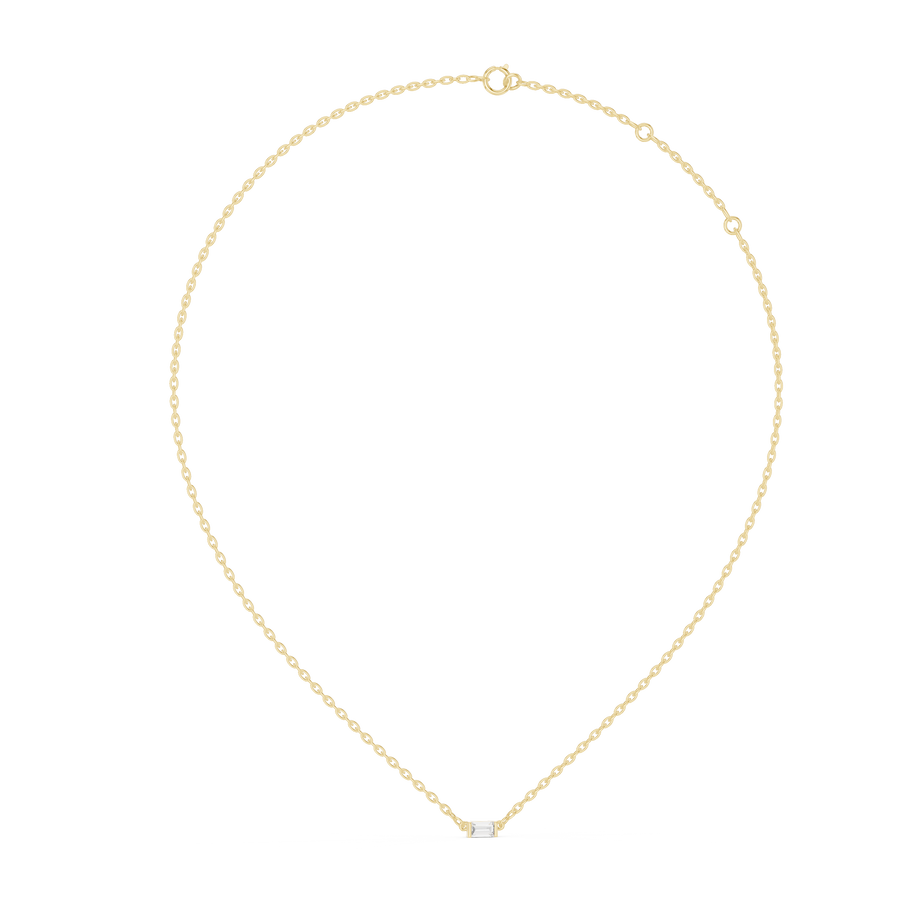 Baguette Lab Grown Diamond Solitaire Pendant, Yellow Gold